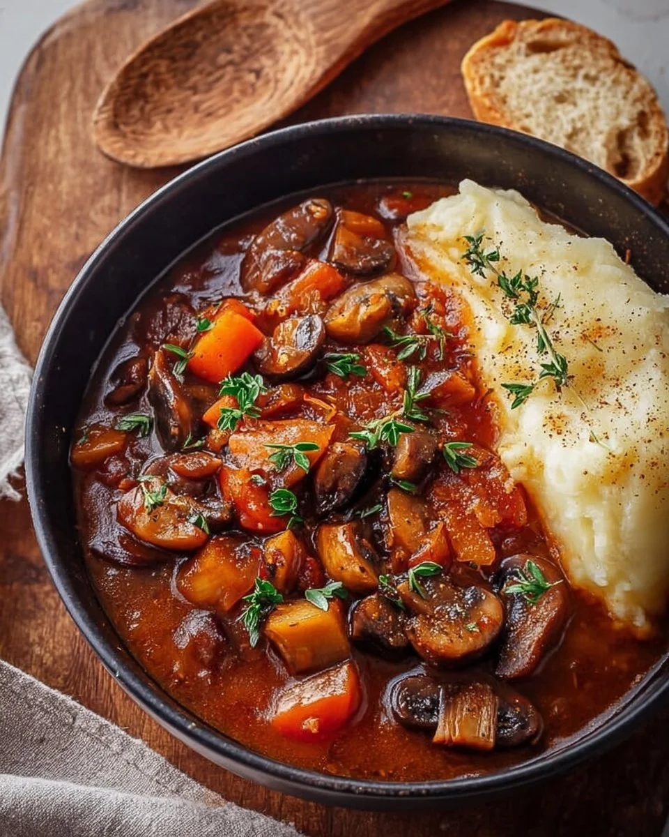 Delicious bowl of best vegetarian stew filled with fresh vegetables and herbs
