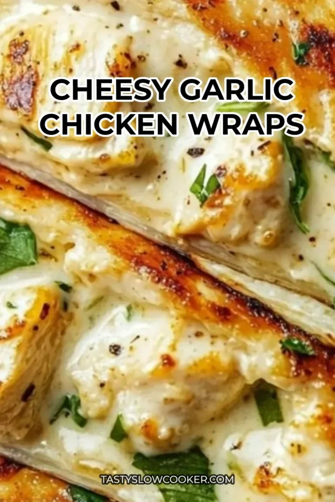 Cheesy garlic chicken wraps with fresh ingredients ready to enjoy