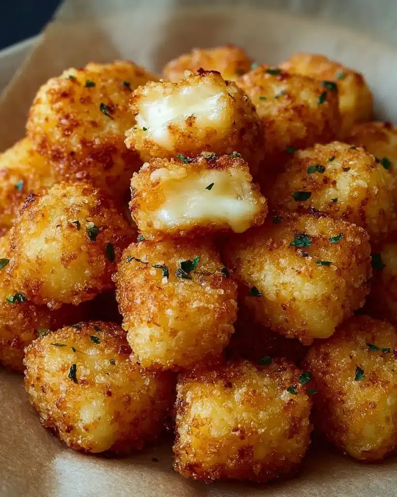 Plate of cheesy Parmesan Mozzarella Bites ready to be enjoyed