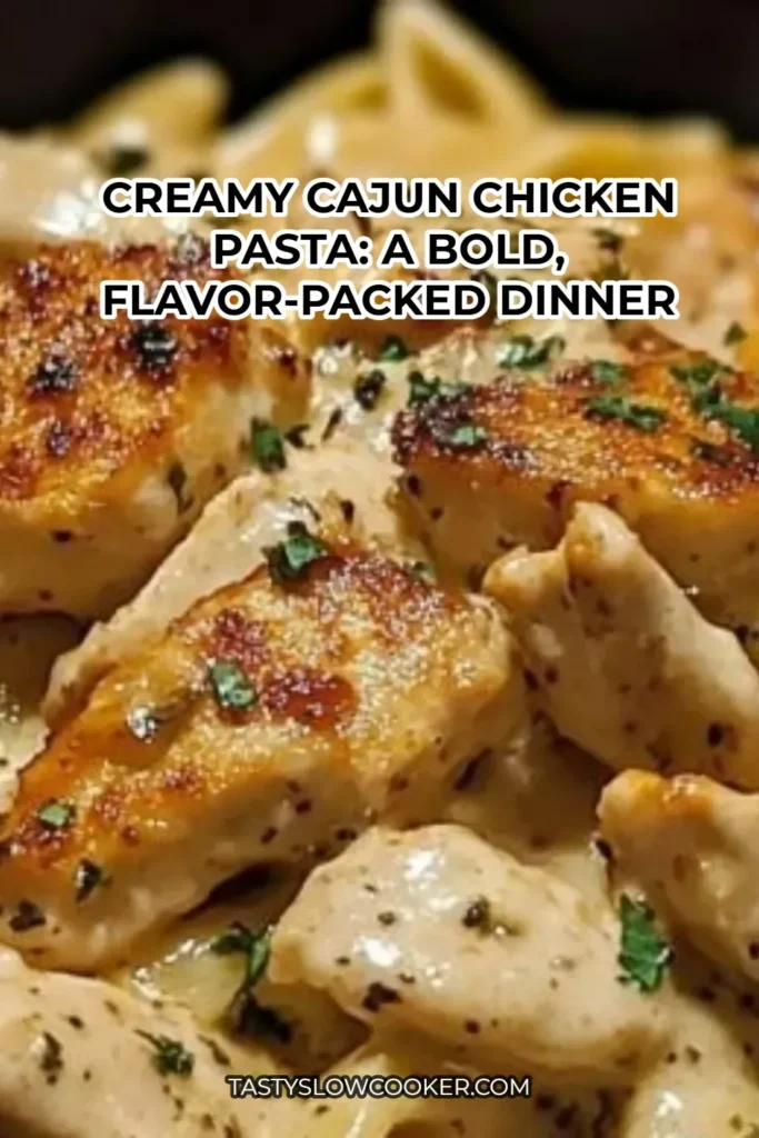 Creamy Cajun chicken pasta served in a bowl with fresh herbs and spices
