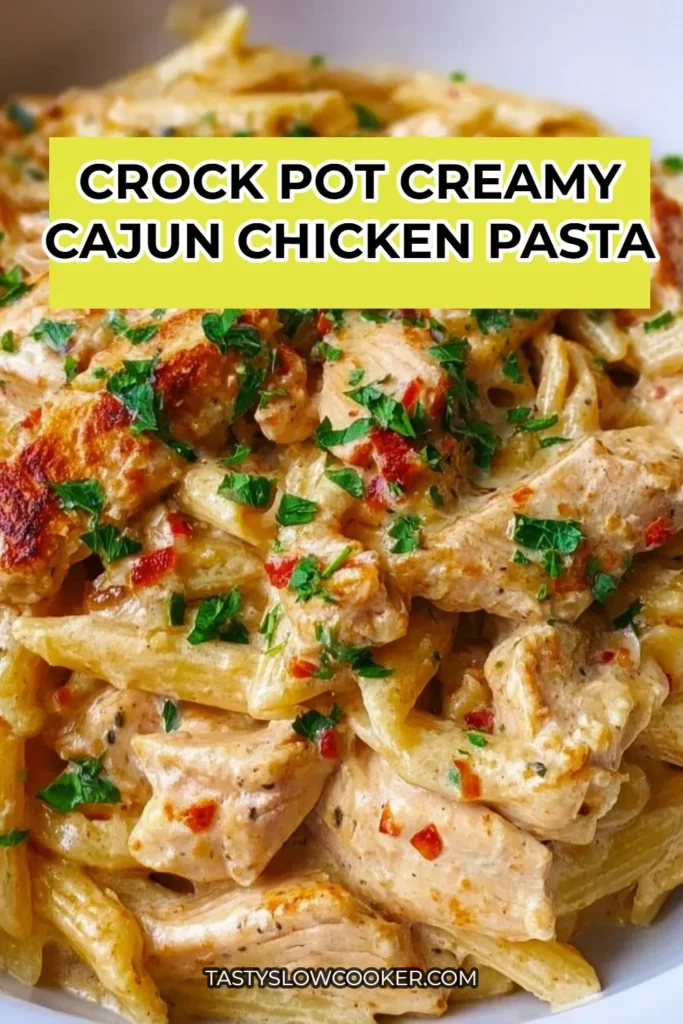 Delicious Crock Pot Creamy Cajun Chicken Pasta served in a bowl.