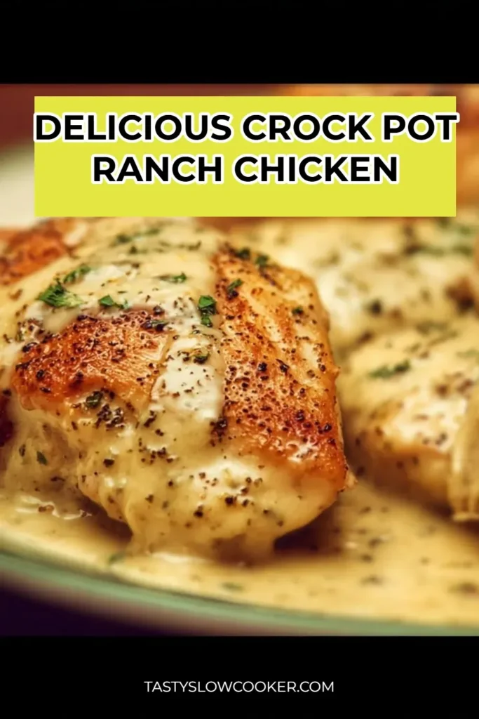 Delicious crock pot ranch chicken served with fresh vegetables