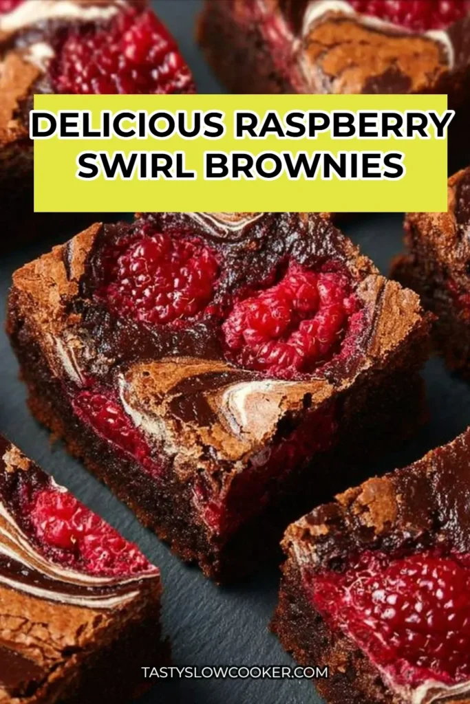 Delicious raspberry swirl brownies with rich chocolate and fruity raspberry layers.