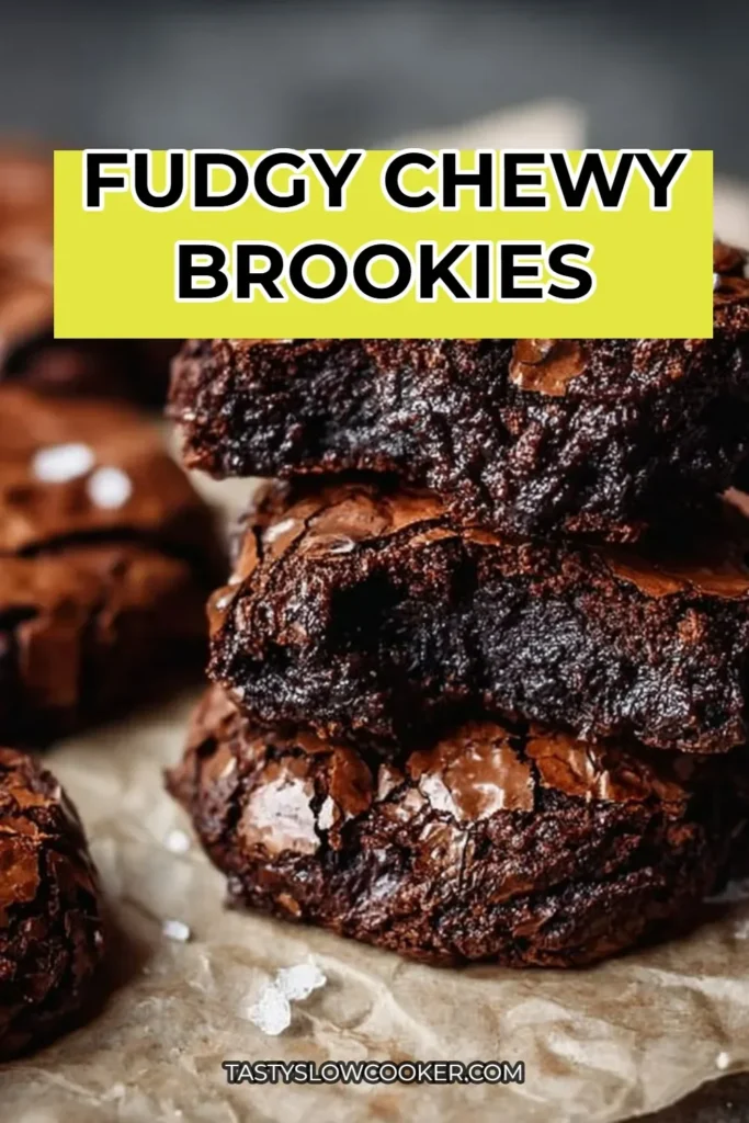 Delicious fudgy chewy brookies served on a plate
