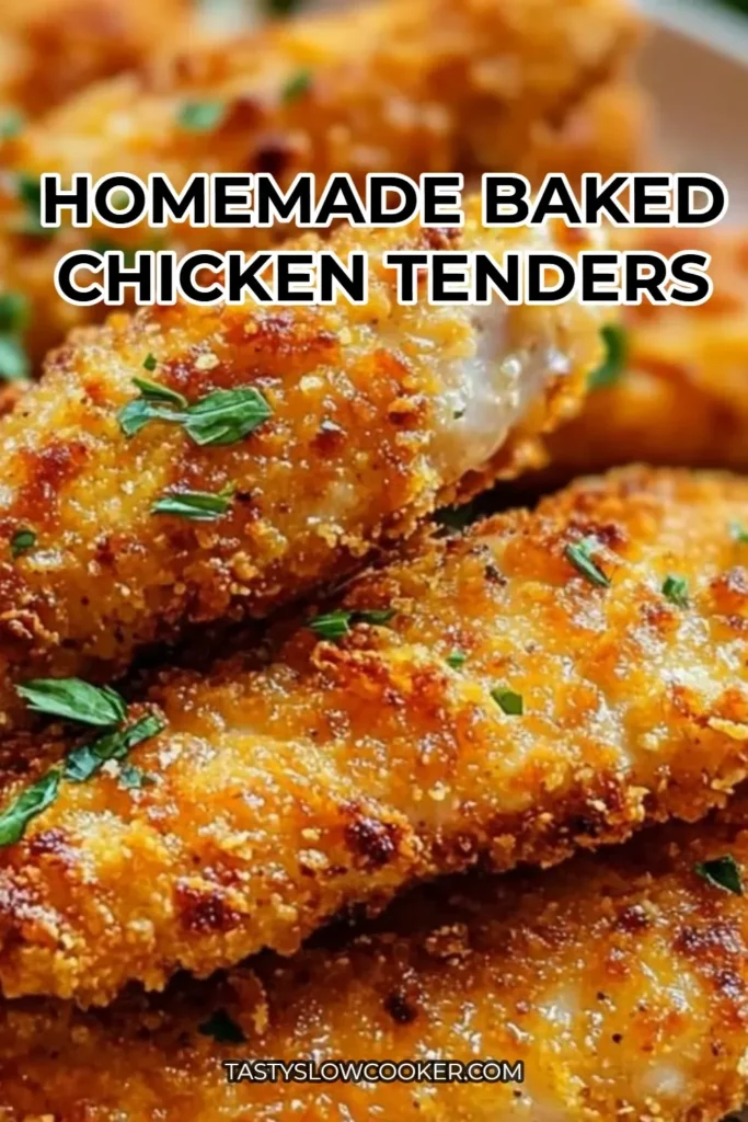 Homemade baked chicken tenders on a plate with dipping sauce