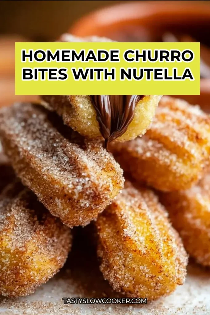 Delicious homemade churro bites served with Nutella dip