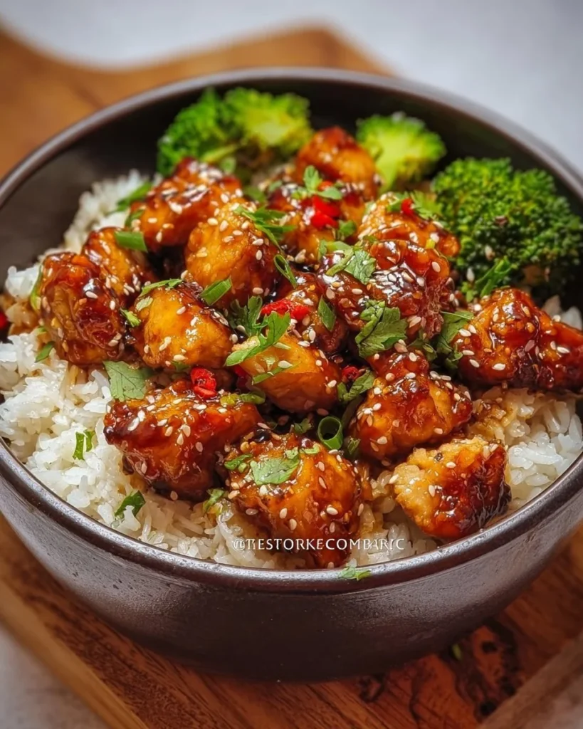 Hot Honey Chicken Bowl with vibrant ingredients and savory sauce