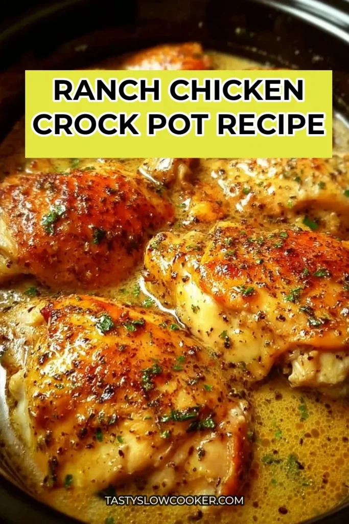 A hearty plate of Ranch Chicken cooked in a Crock Pot