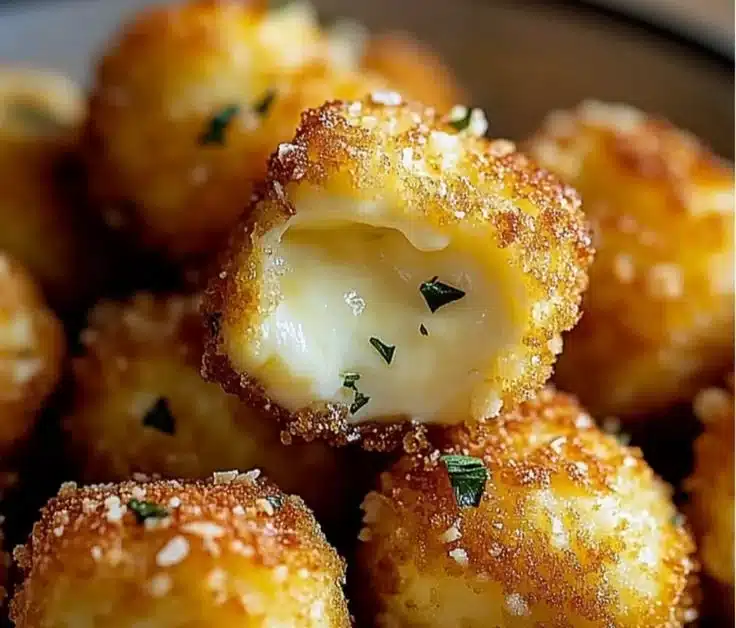 Deliciously cheesy Parmesan Mozzarella Bites served as a snack or appetizer.