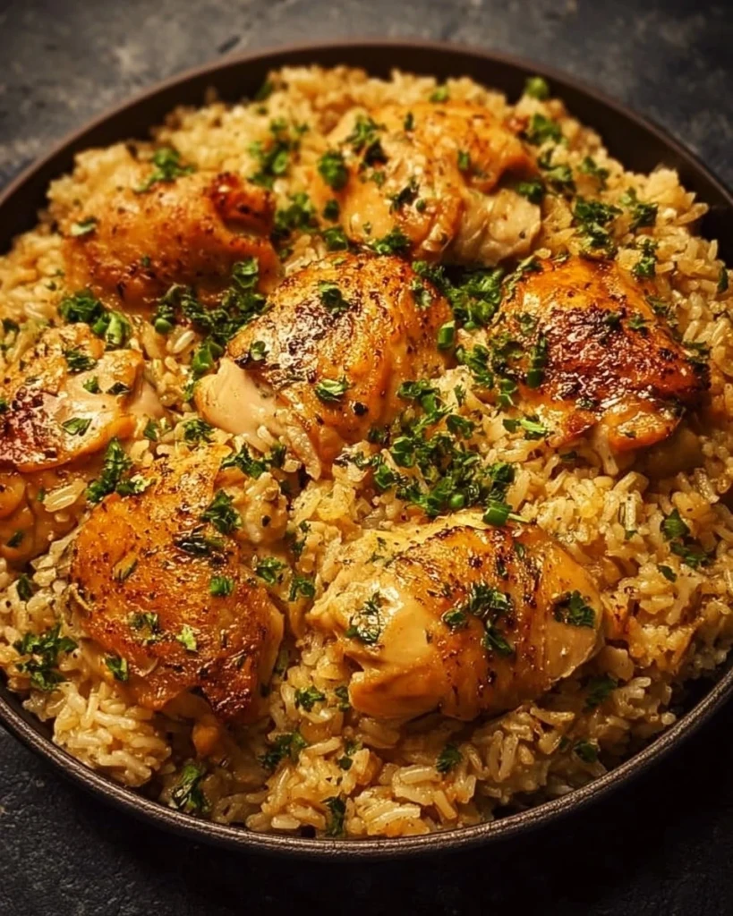 Delicious Forgotten Chicken and Rice dish served in a bowl