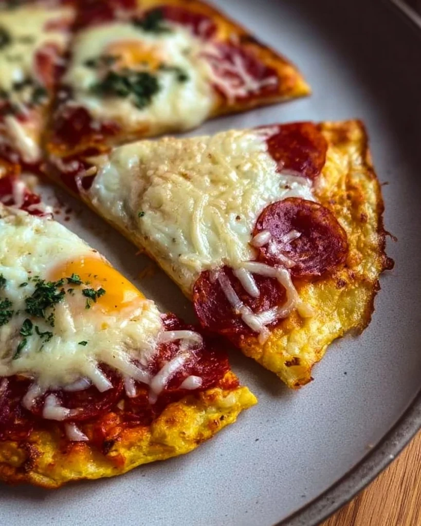 Delicious Pizza Eggs dish featuring colorful ingredients and melted cheese