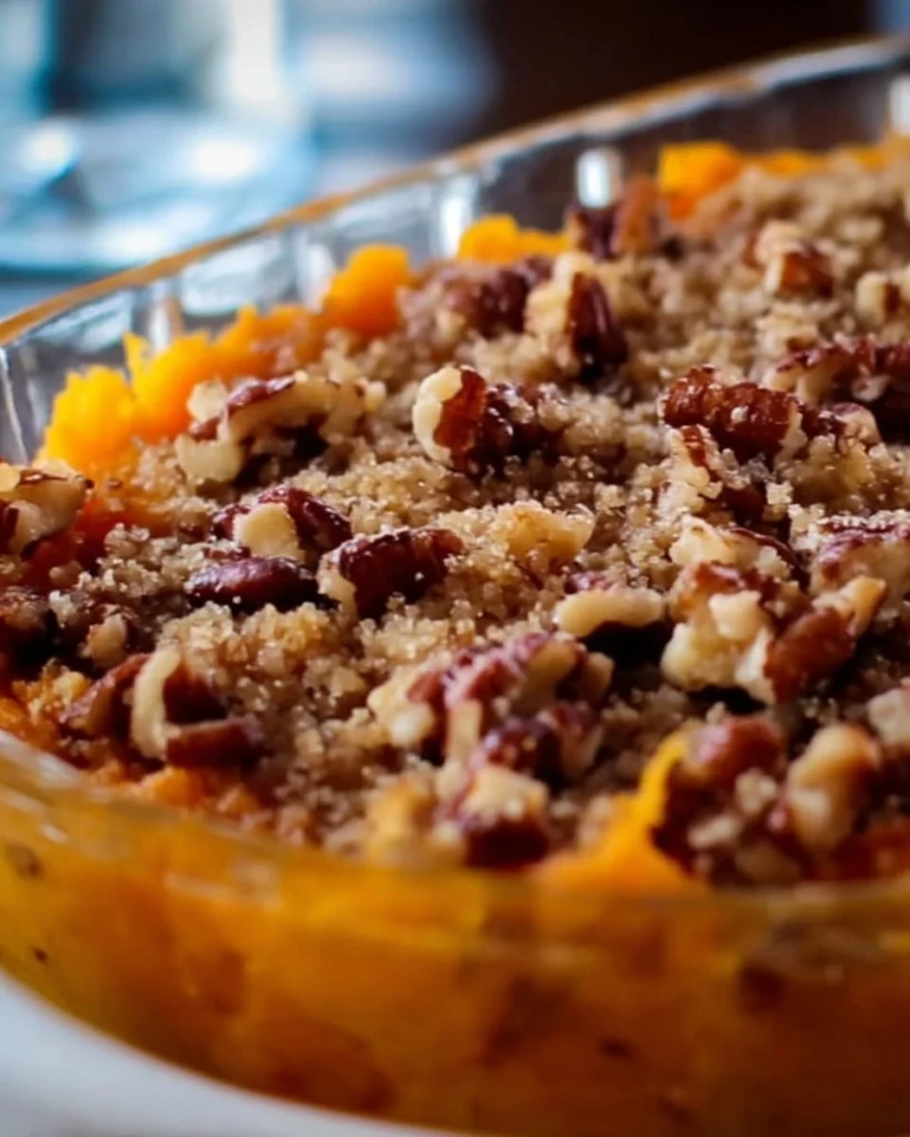 Delicious Ruth's Chris inspired sweet potato casserole topped with marshmallows