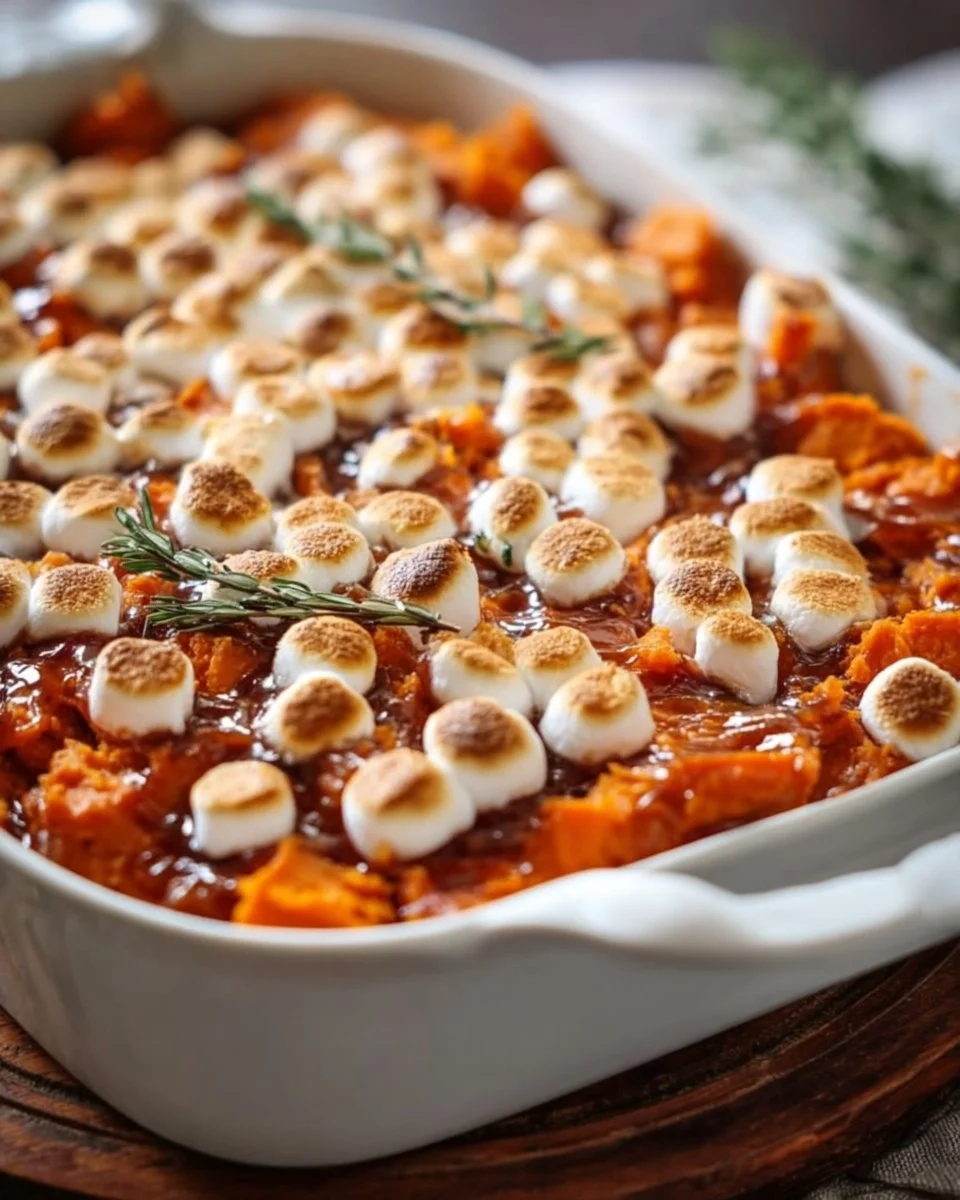 Delicious homemade sweet potato casserole topped with crunchy pecans