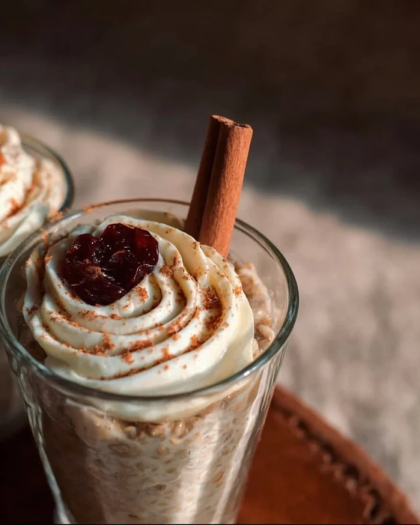 Warm and cozy overnight oats topped with fruits and nuts