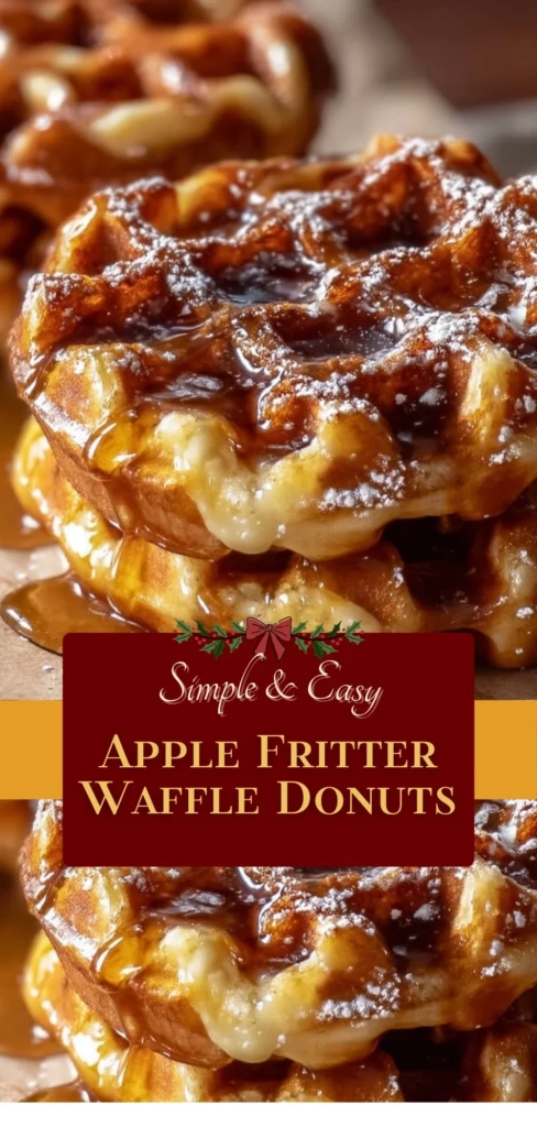 Delicious homemade Apple Fritter Waffle Donuts stacked on a plate