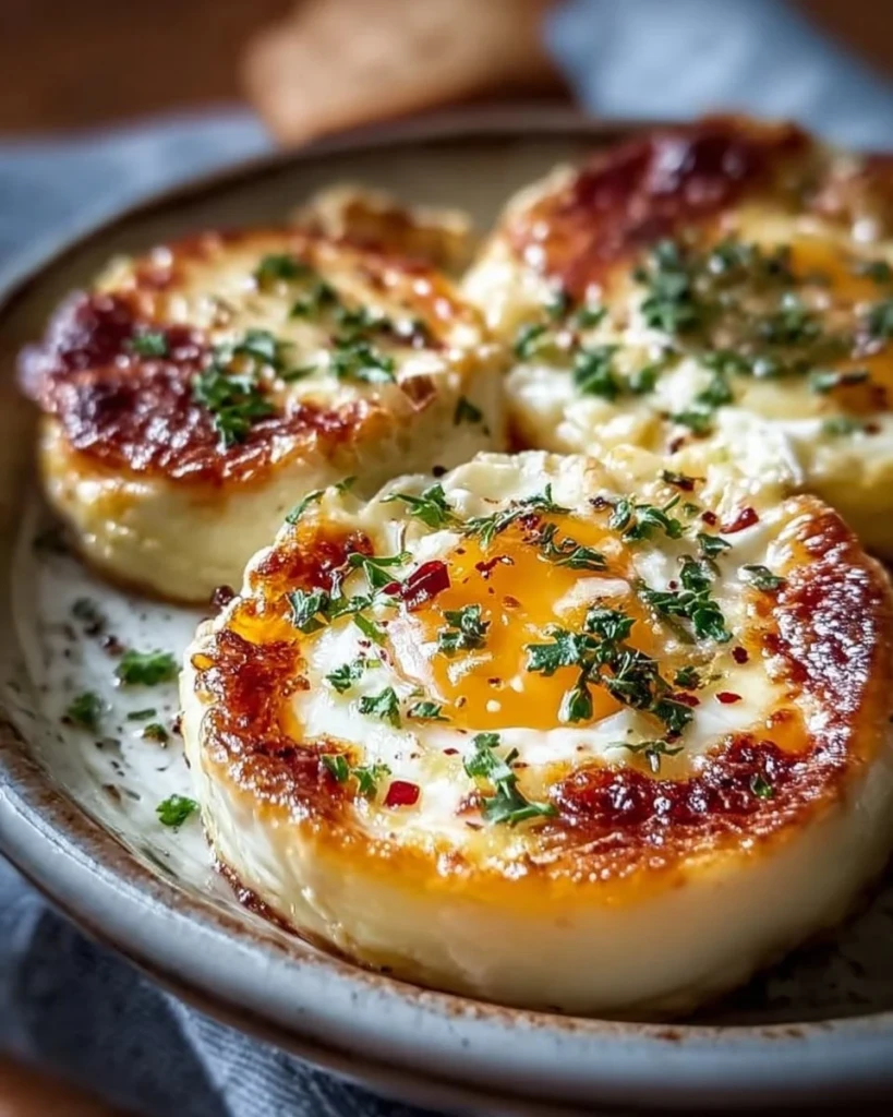Baked cottage cheese eggs served on a plate, showcasing a protein-rich breakfast dish.