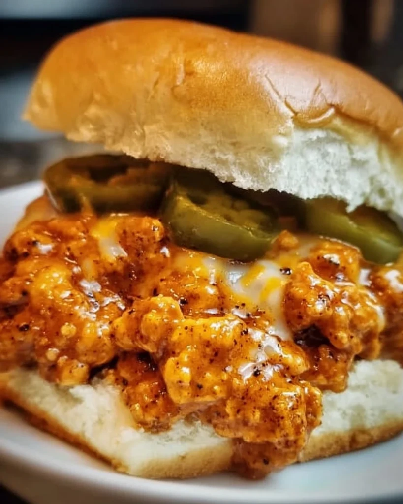 Delicious Cajun Chicken Sloppy Joes served on a plate