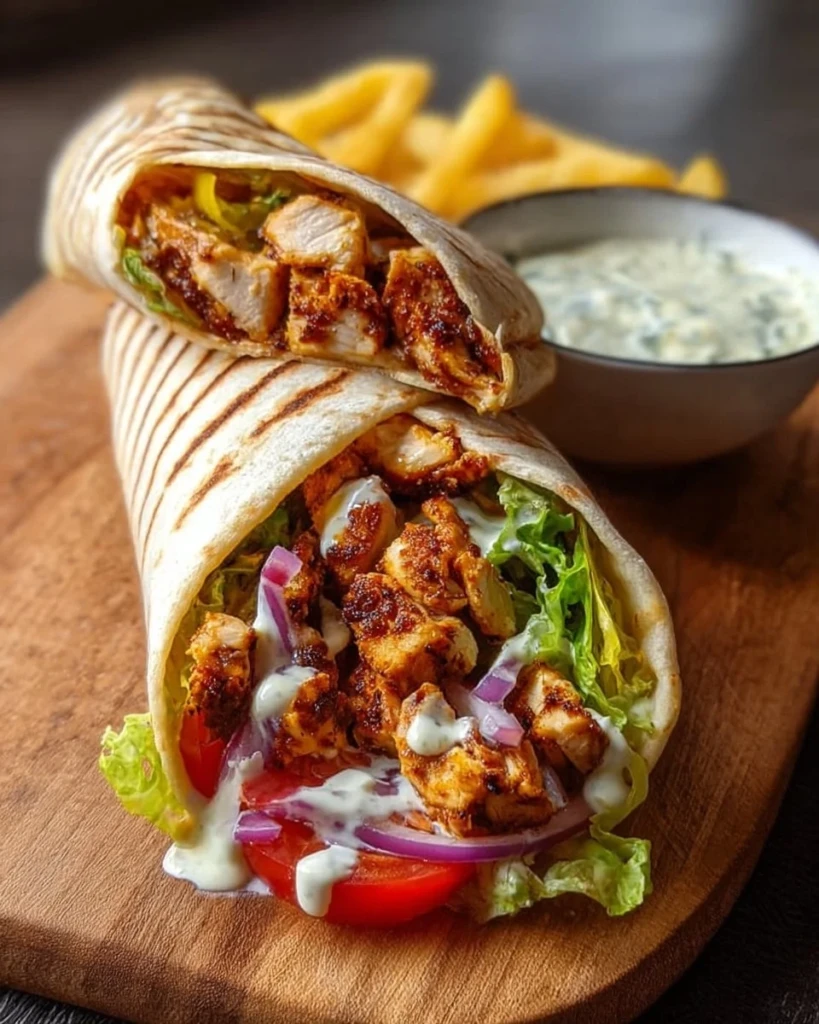 Chicken Shawarma served with creamy garlic sauce