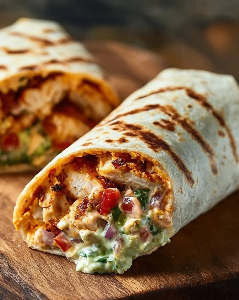Chipotle Ranch Grilled Chicken Burrito with fresh ingredients and ranch sauce