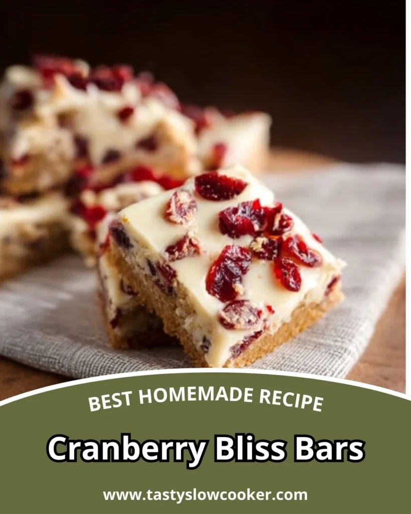 Delicious homemade Cranberry Bliss Bars with cranberries and cream cheese icing