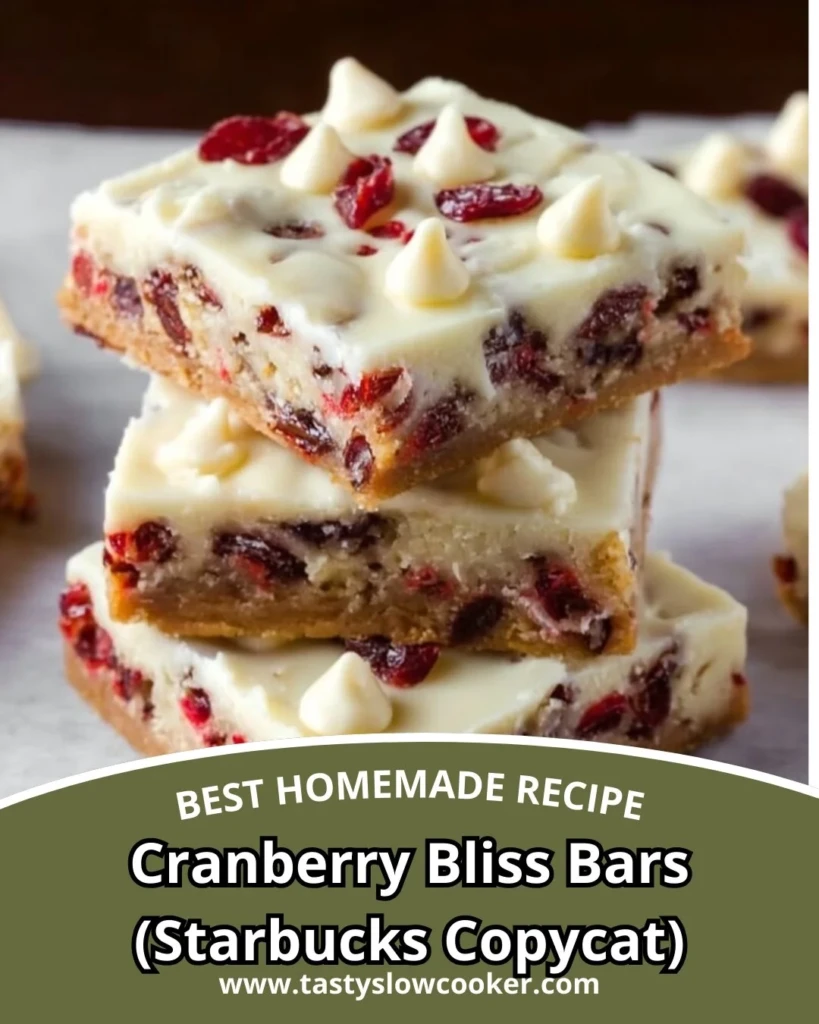 Delicious homemade Cranberry Bliss Bars inspired by Starbucks recipe