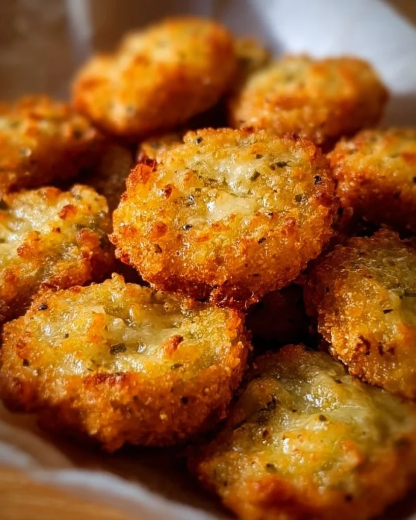Crispy pickle cheese bites served as a tasty party snack