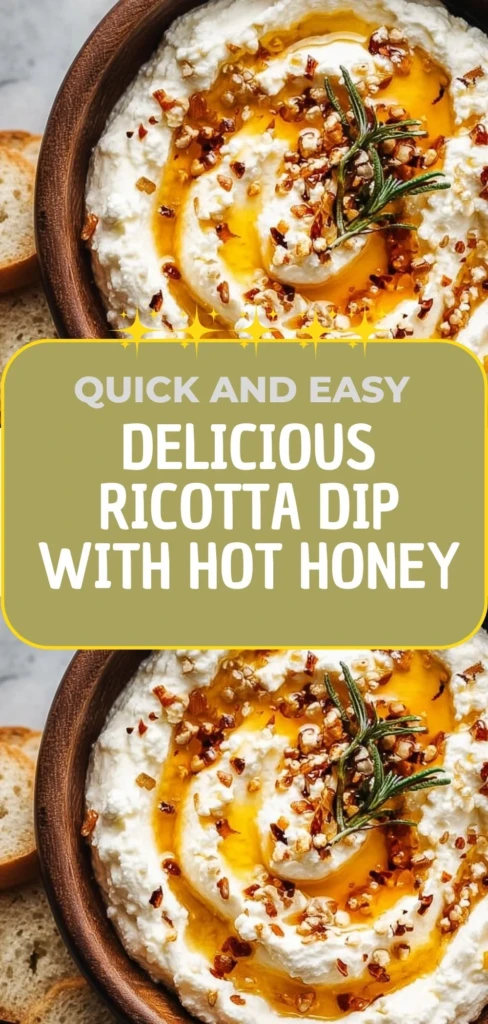 Delicious ricotta dip topped with hot honey and served with bread