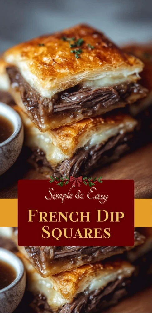 Delicious French Dip Squares served on a platter with dipping sauce.