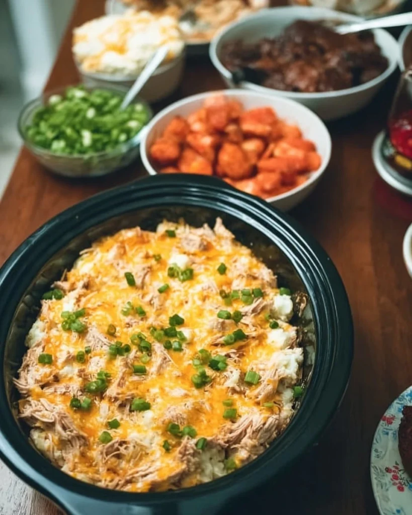 A vibrant spread of game-day potluck recipes including appetizers and snacks.