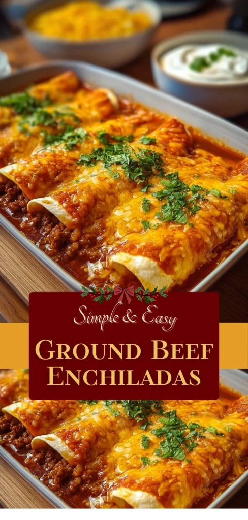 Delicious ground beef enchiladas topped with cheese and served with salsa
