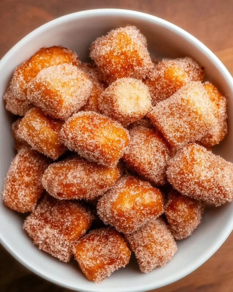 Healthy air fryer churro bites topped with cinnamon sugar