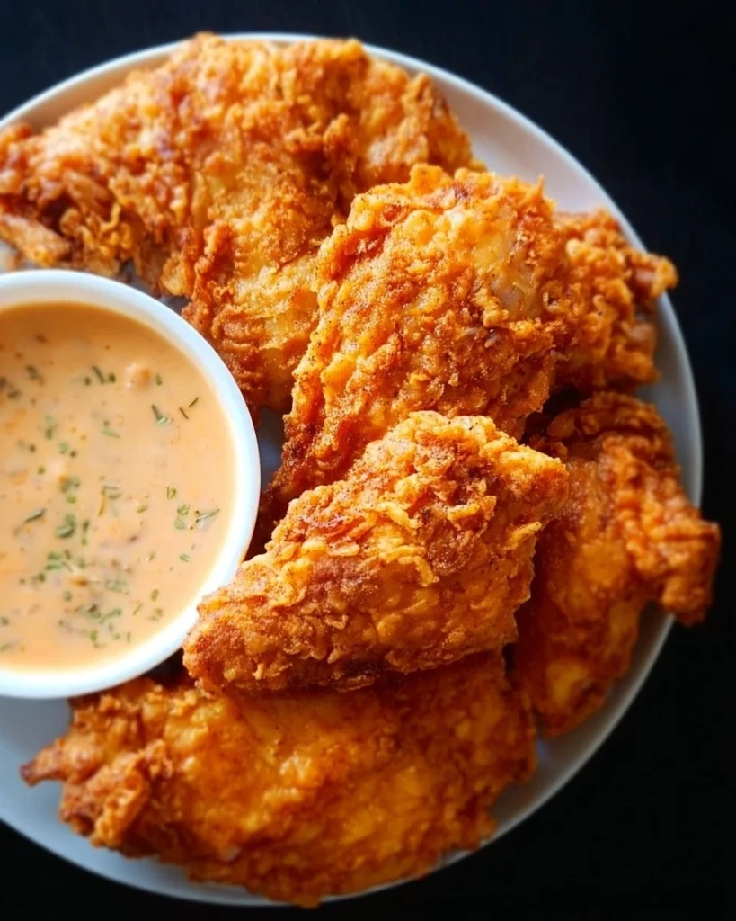 Homemade Raising Cane's Chicken served with Cane's Sauce