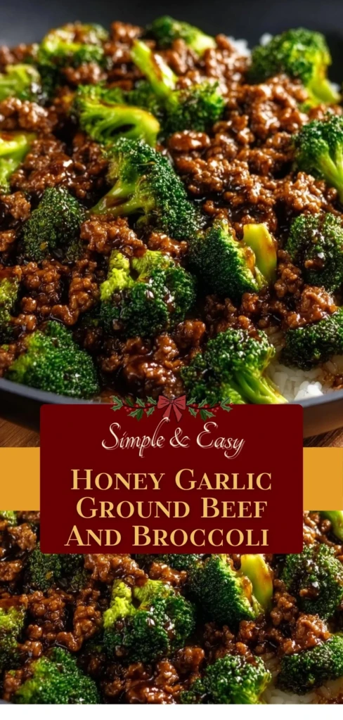 Dish of Honey Garlic Ground Beef with Broccoli served on a plate