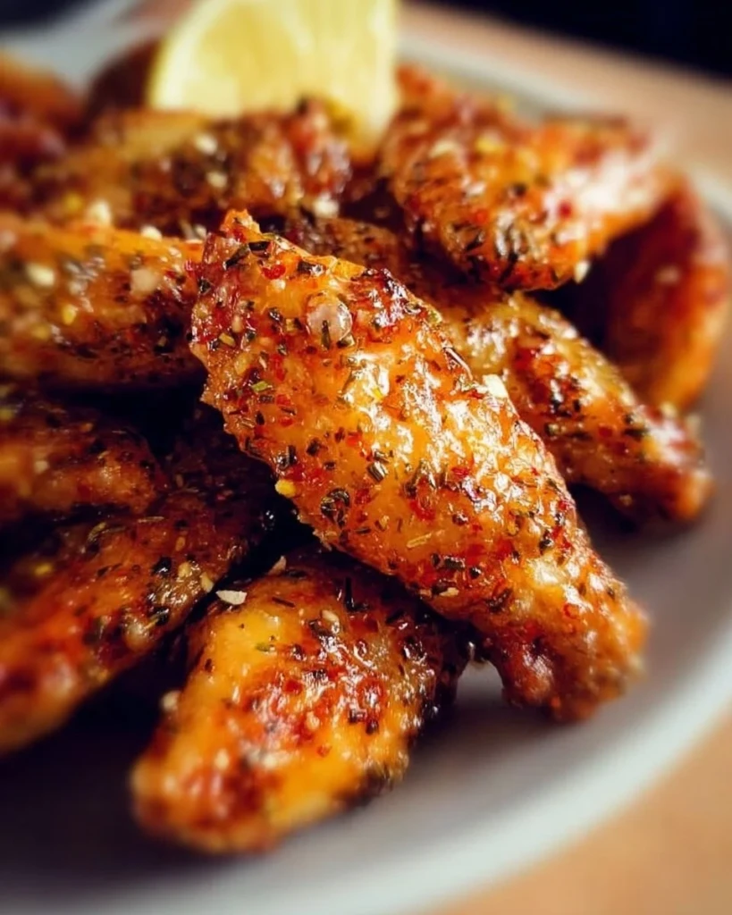 Delicious Honey Lemon Pepper Wings served on a platter