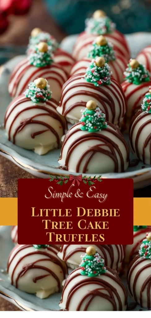 Little Debbie Christmas Tree Cake Truffles with festive decorations