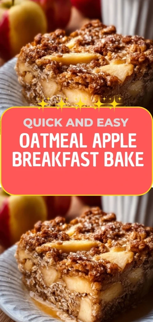 Delicious oatmeal apple breakfast bake served in a bowl with fresh apples on the side.
