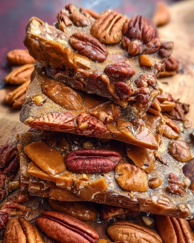 Homemade pecan bark with rich chocolate and crunchy pecans