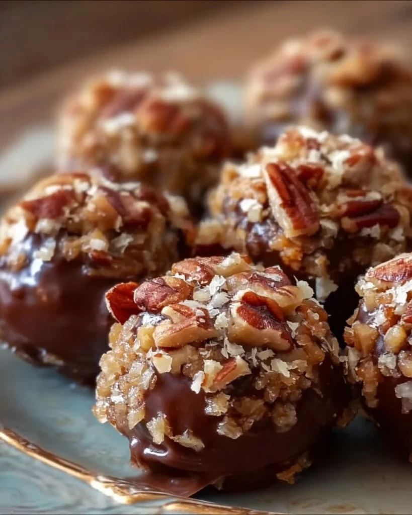 Delicious pecan pie balls made with pecans and sweet syrup