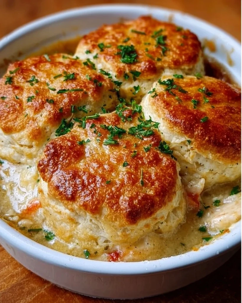 Red Lobster Biscuit Chicken Pot Pie with chicken, vegetables, and flaky biscuits