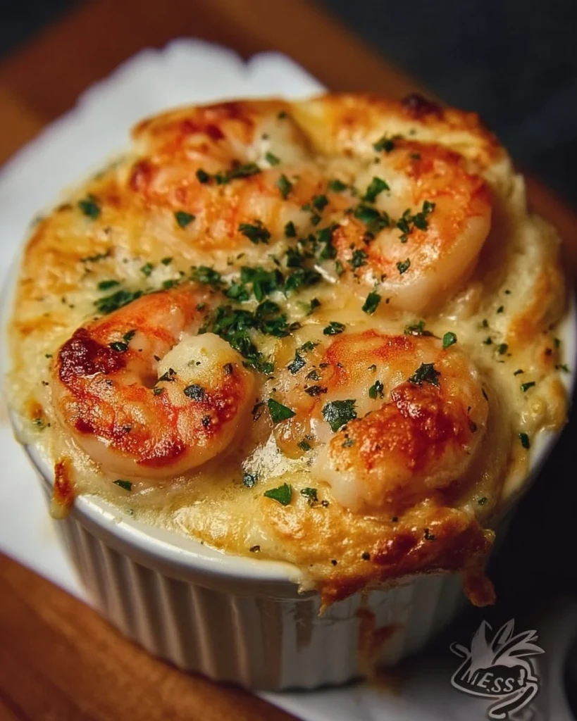 Shrimp and Lobster Cheddar Bay Biscuit Pot Pie served in a bowl