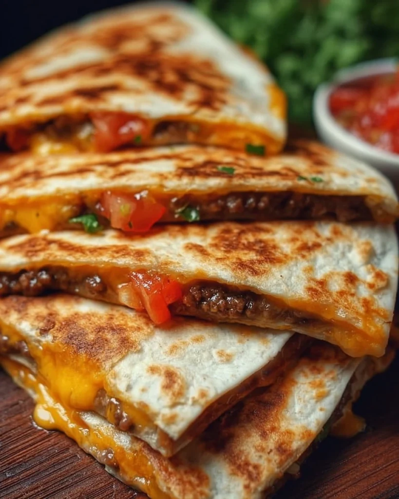 Delicious Smashburger Quesadillas served with fresh toppings and rich flavors.