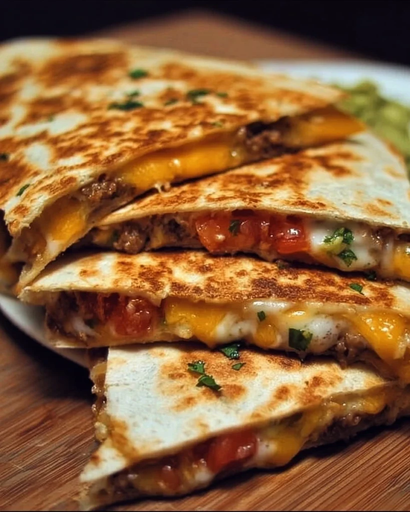 Delicious Smashburger Quesadillas served with toppings and sauces.