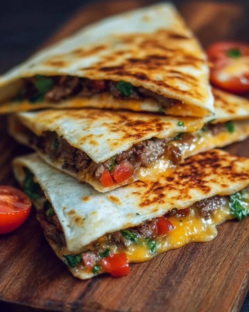 Delicious Smashburger Quesadillas served with toppings