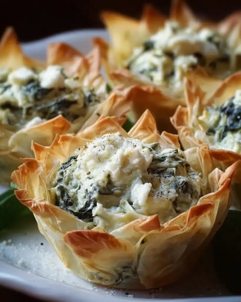 Spinach and Artichoke Dip Cups served with crispy tortilla chips