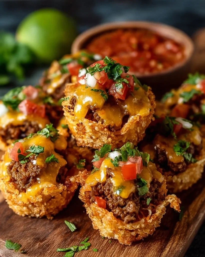 Delicious Taco Ranch Bites served on a platter with toppings