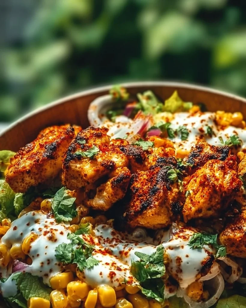Tasty Street Corn Chicken Bowl with grilled chicken and fresh toppings