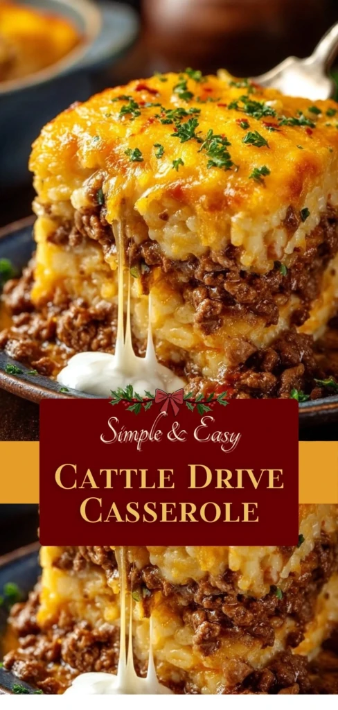 Delicious cattle drive casserole freshly baked, a comforting meal option.