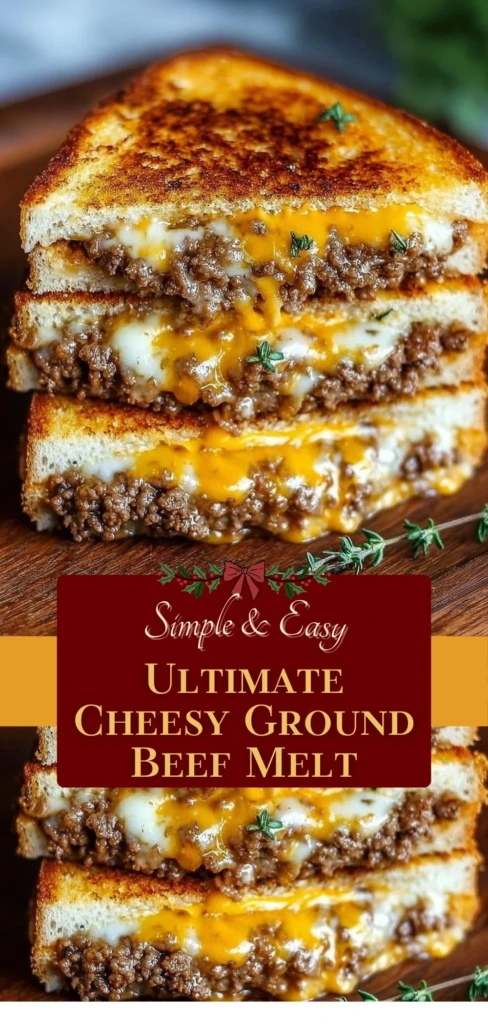Ultimate Cheesy Ground Beef Melt with melted cheese on top