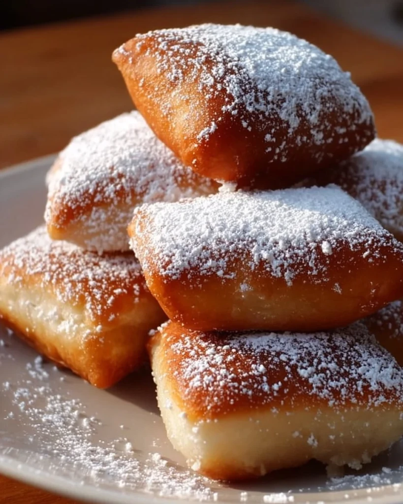 Delicious Vanilla French Beignets dusted with powdered sugar