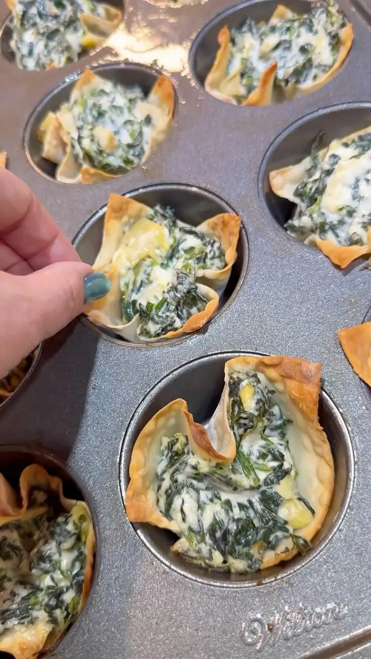 Spinach and Artichoke Wonton Cups